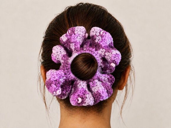 Hair Scrunchies Crochet Women\'s With Pony Beads Size XL main image 6